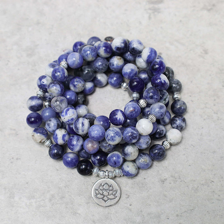 Pulsera con collar de paz de loto de aventurina azul natural con Buddha Stones