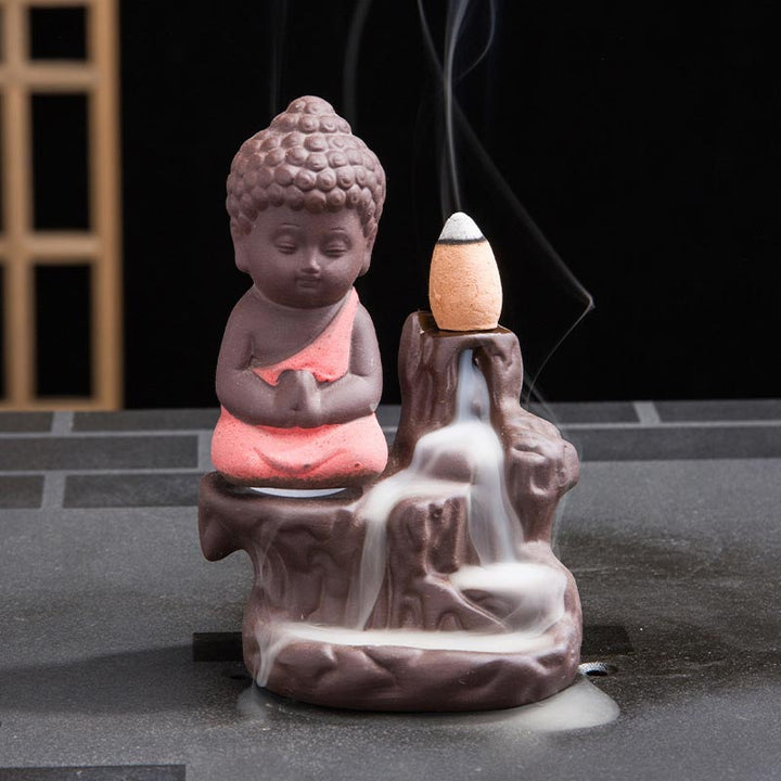 Quemador de incienso de bendición de cerámica, fuente de humo de reflujo de Buddha Stones , decoración