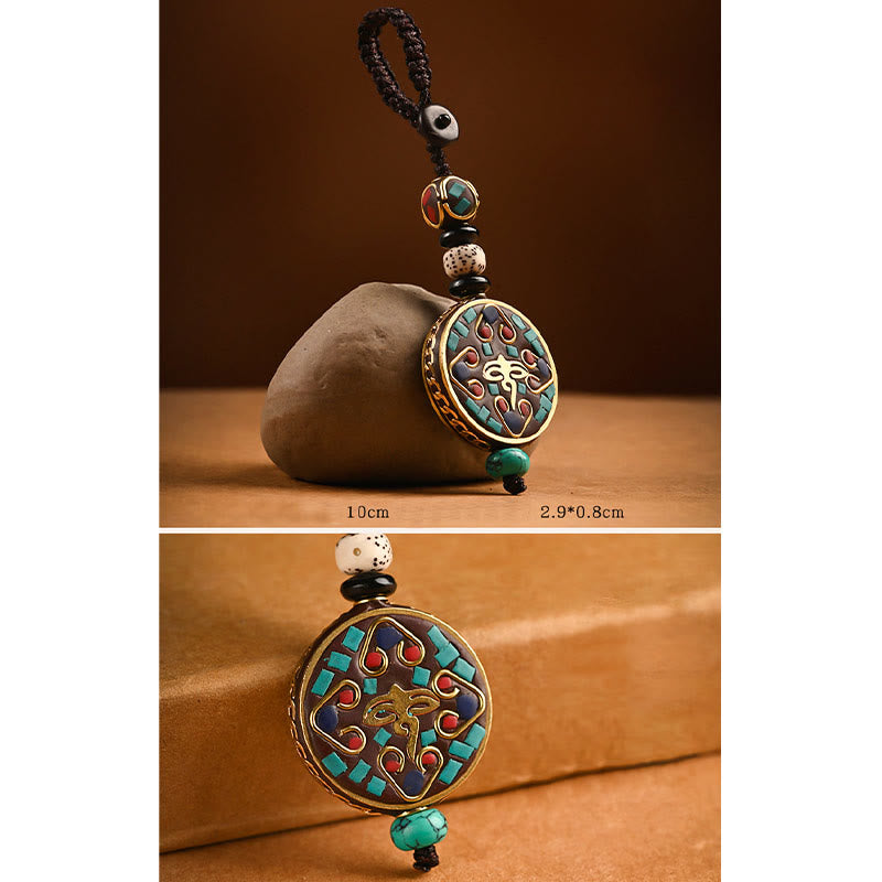 Llavero de paz con Buddha Stones tibetanas Om Mani Padme Hum Bodhi Seed