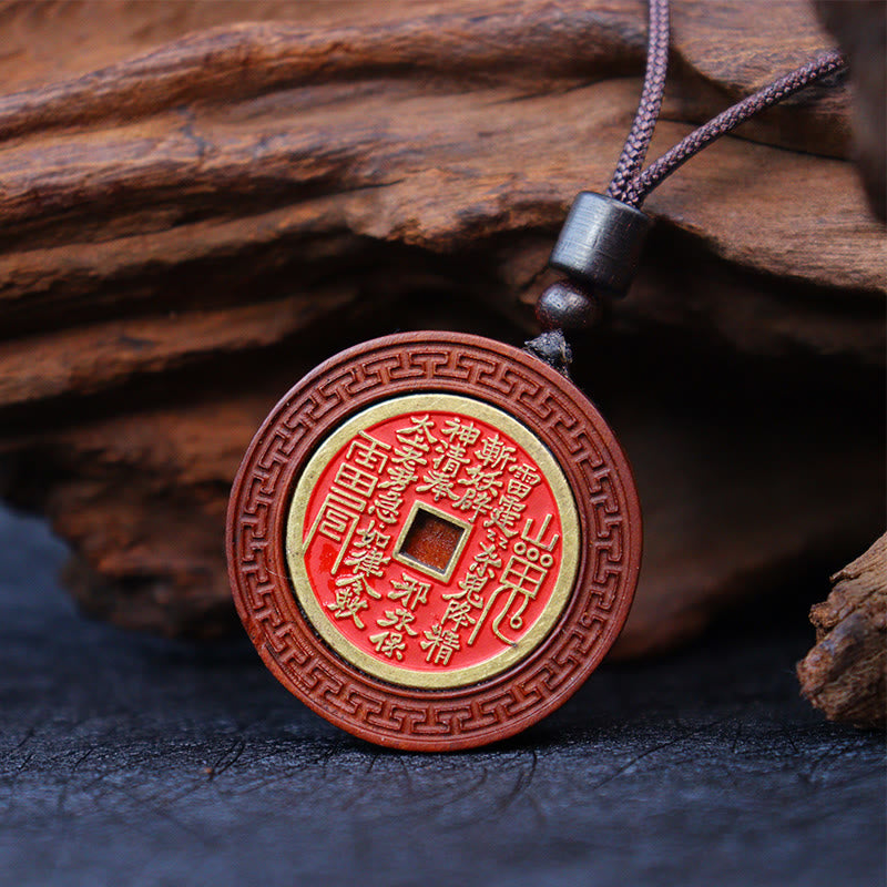 Buddha Stones, relámpago, madera de azufaifo, Yin Yang, Bagua, fantasmas de montaña, colgante de collar de protección para gastar dinero