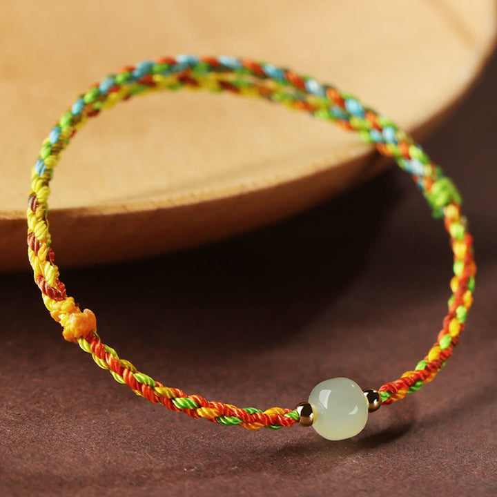 Pulsera de abundancia de cuentas de jade de la suerte de cuerda colorida de Buddha Stones