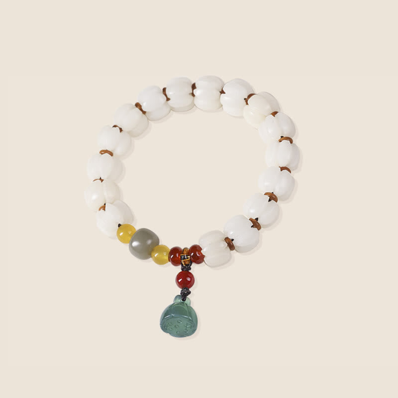 Semilla de Bodhi Natural, ágata roja, Bodhi, armonía tranquila, pulsera de loto con cuentas de calabaza grabadas