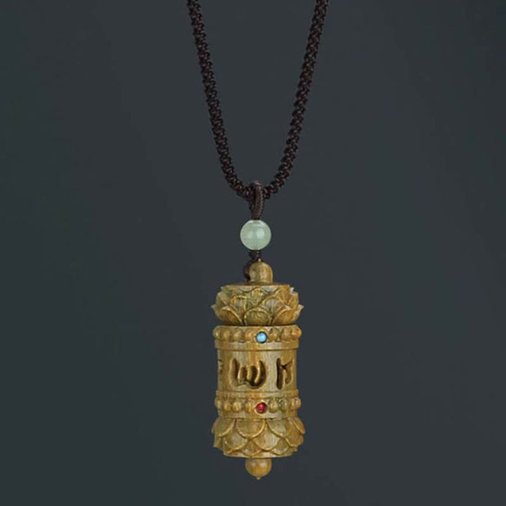 Buddha Stones Tíbet Sándalo Verde Palisandro Om Mani Padme Hum Loto Collar Calmante Positivo Colgante - image 8