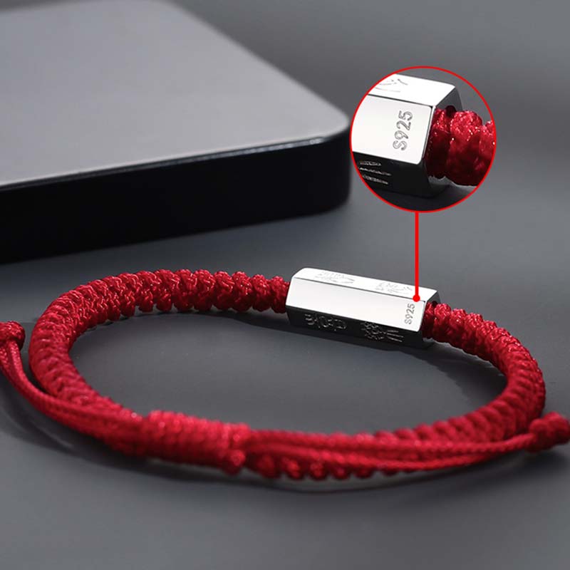 Pulsera de hilo de bendición con grabado de letras de plata de ley 925 con Buddha Stones - image 6