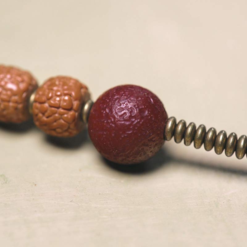 108 cuentas de Mala Rudraksha, semilla Bodhi, cuentas Dzi, pulsera de borlas de suerte auspiciosa