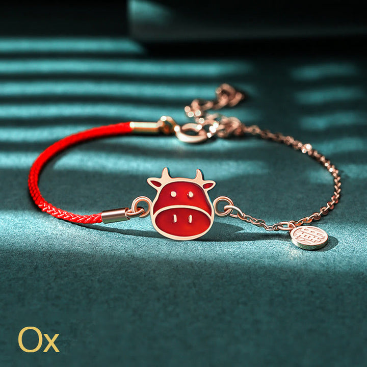 Pulsera de cadena de hilo rojo con Buddha Stones , Plata de Ley 925, que cambia de color, protección de la suerte del zodiaco chino - Buey (circunferencia de la muñeca 14-15 cm) - image 6