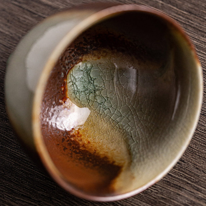 Taza de té de cerámica con cambio de horno marrón Retro con Buddha Stones, taza de té de Kung Fu