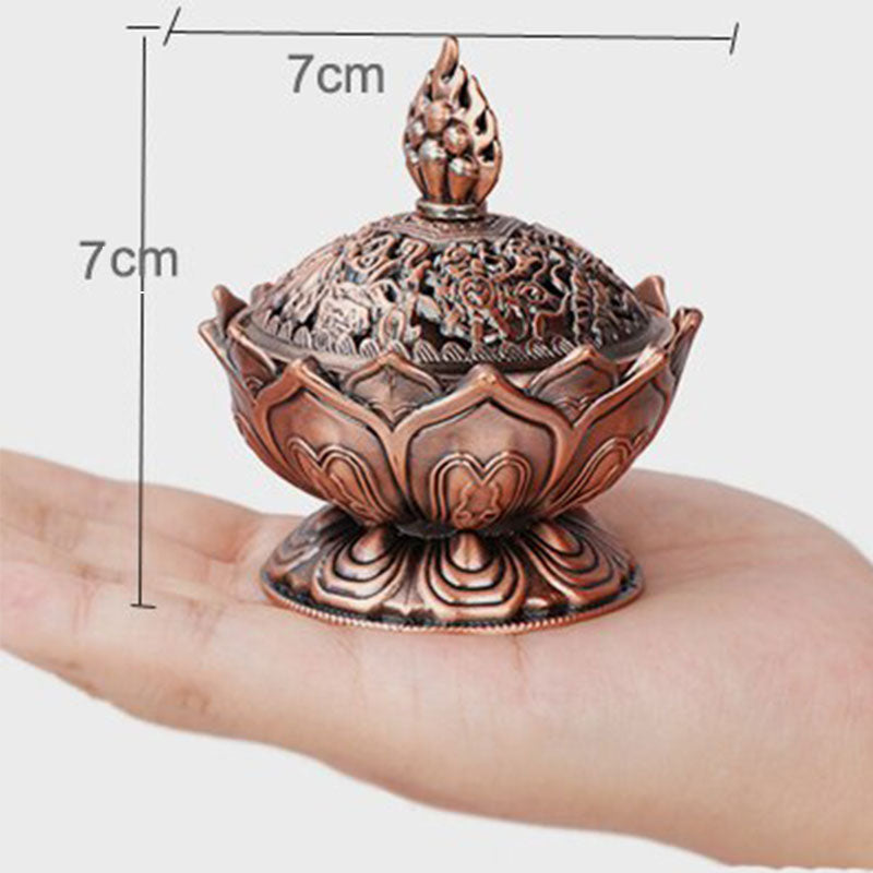 Quemador de incienso purificador en forma de loto tibetano con Buddha Stones
