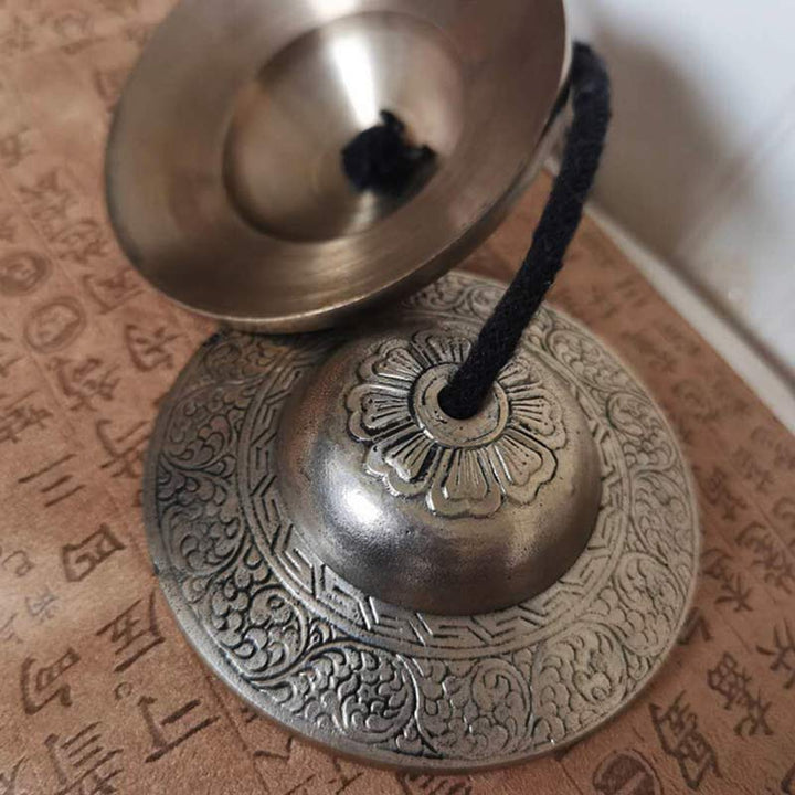 Campana tibetana Tingsha, nube auspiciosa, seis palabras verdaderas, decoración de riqueza de cobre