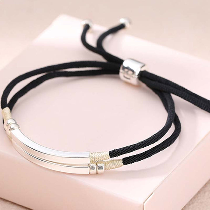 Pulsera trenzada en capas de hilo rojo de plata de ley 925 con Buddha Stones