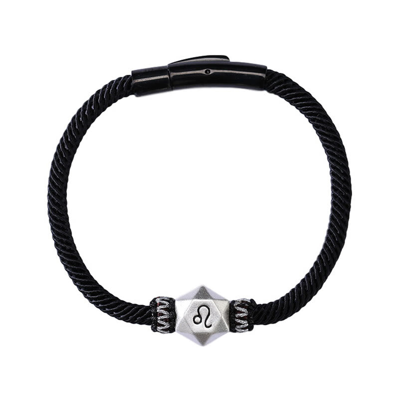 Pulsera de hilo hecha a mano con protección de las 12 constelaciones del zodíaco de plata de ley 999 con Buddha Stones