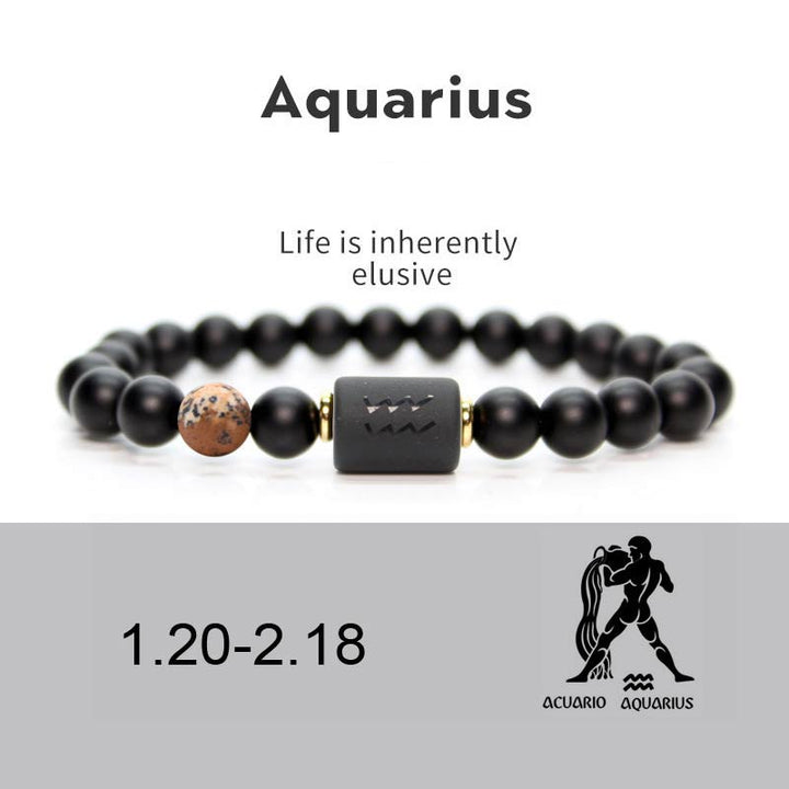 Pulsera Ajustable de Ónix Negro 12 Constelaciones del Zodíaco Buddha Stones
