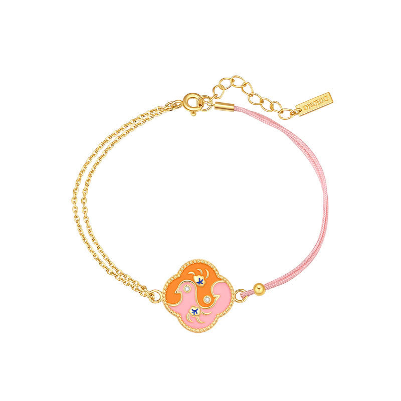 Juego de pendientes y pulsera con colgante de collar curativo con dos pájaros de cobre chapado en oro de 18 quilates con Buddha Stones