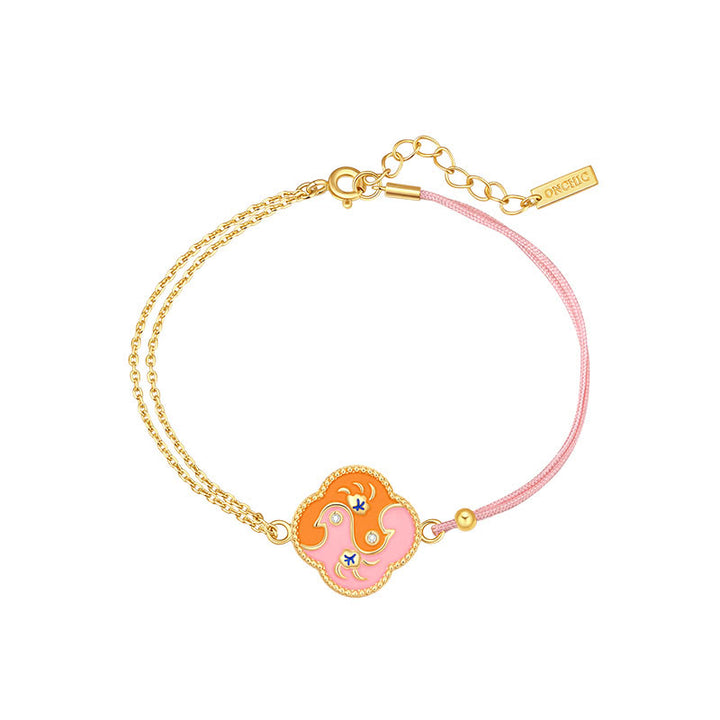 Juego de pendientes y pulsera con colgante de collar curativo con dos pájaros de cobre chapado en oro de 18 quilates con Buddha Stones