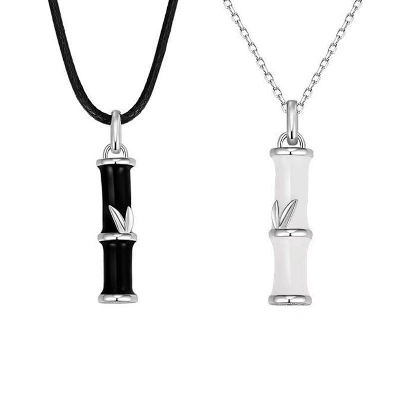 Colgante de collar de pareja de suerte de cobre con diseño de bambú de Buddha Stones