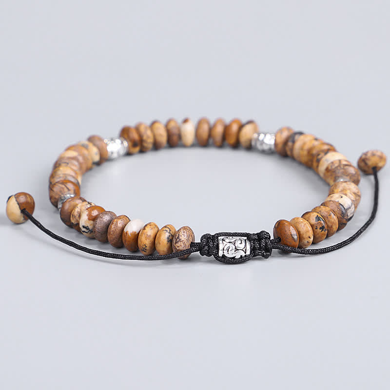Pulsera de hilo con cuentas positivas de jaspe con imagen