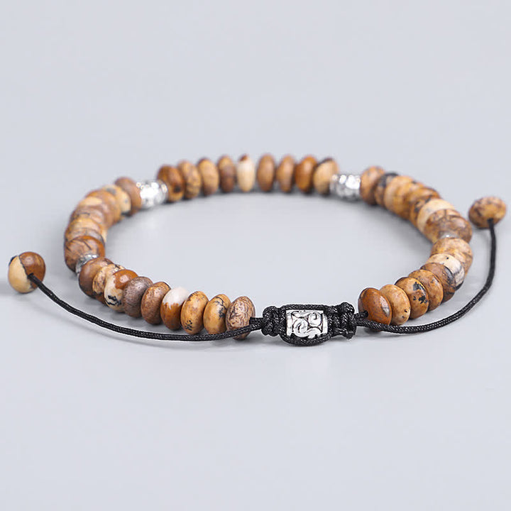 Pulsera de hilo con cuentas positivas de jaspe con imagen