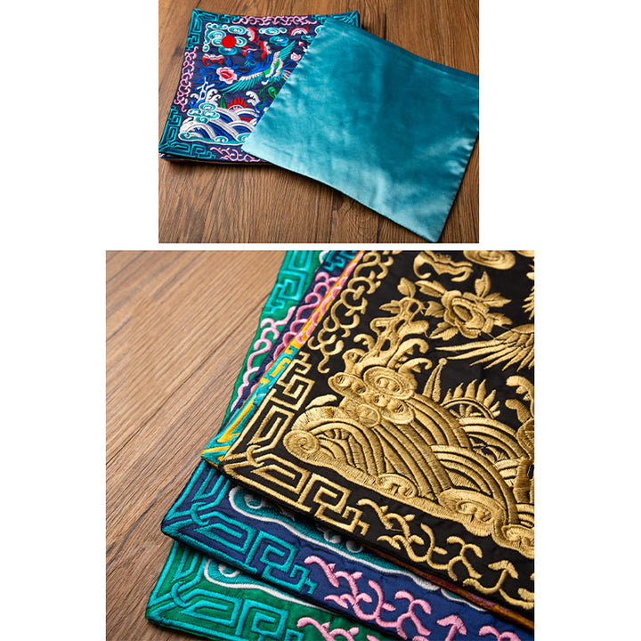 Alfombrilla para taza bordada con Buddha Stones , dragón Fénix, Kirin, posavasos para taza de té, tapete para té Kung Fu