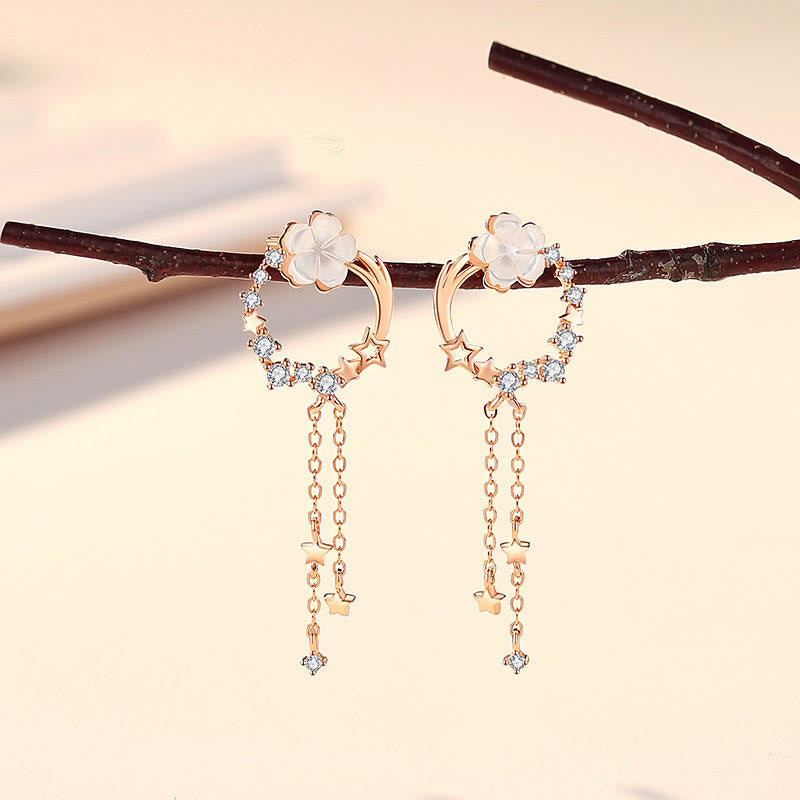 Juego de pendientes con colgante de collar de amor de mariposa y flor de plata de ley 925 con Buddha Stones