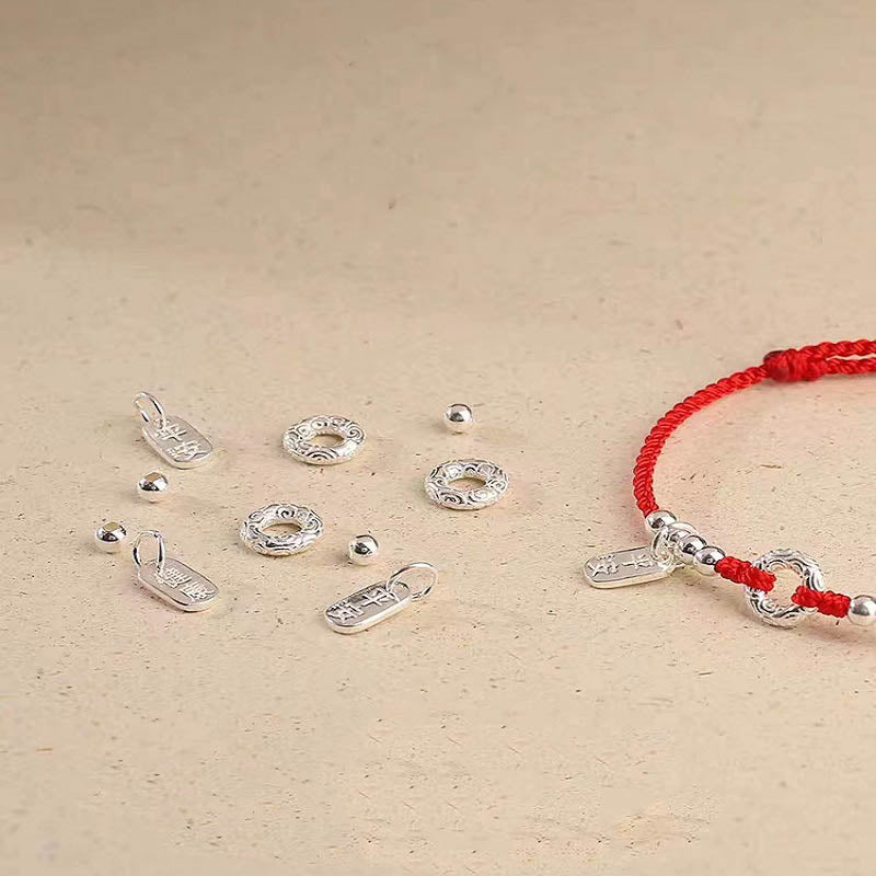 Tobillera con pulsera de sonido y seguridad con hebilla de paz y nubes propicias de Plata de Ley 925 con Buddha Stones