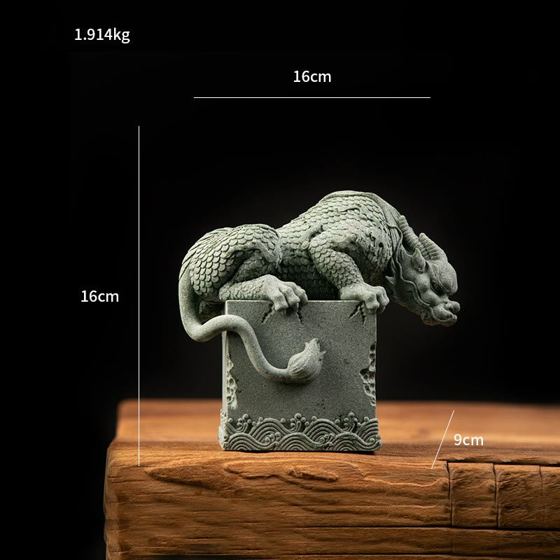 Buddha Stones Feng Shui, dragón sentado de pie, éxito, suerte, decoración del hogar