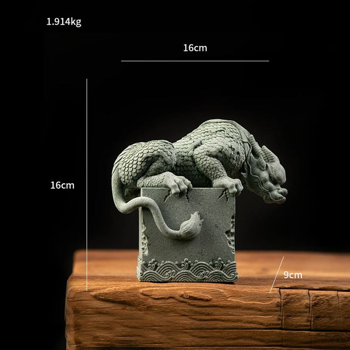 Buddha Stones Feng Shui, dragón sentado de pie, éxito, suerte, decoración del hogar