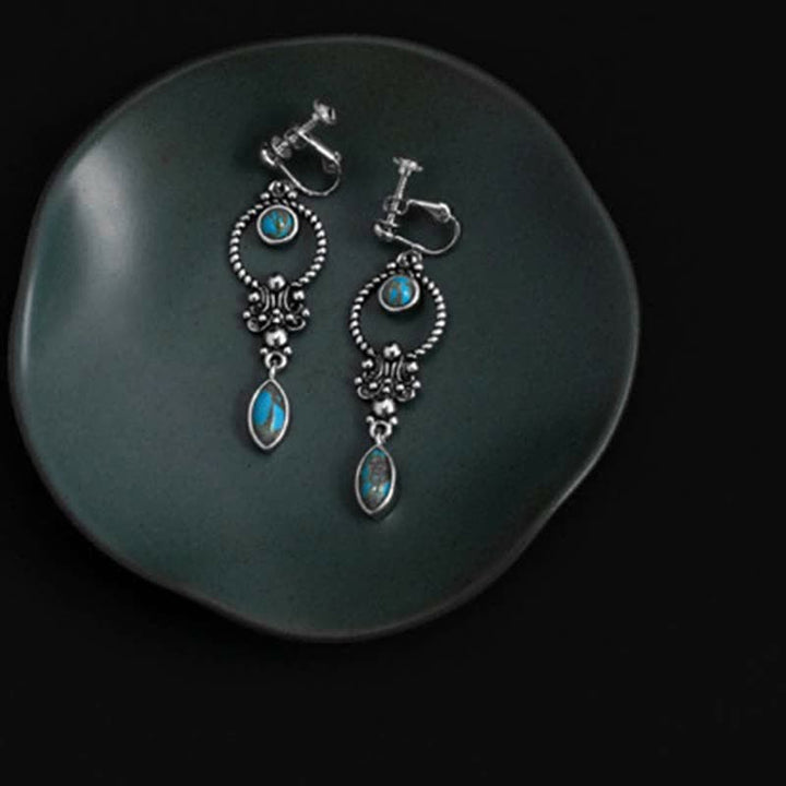 Buddha Stones de plata de ley 925 con gancho, baño de cobre vintage y turquesa con diseño de gota de agua. - image 11