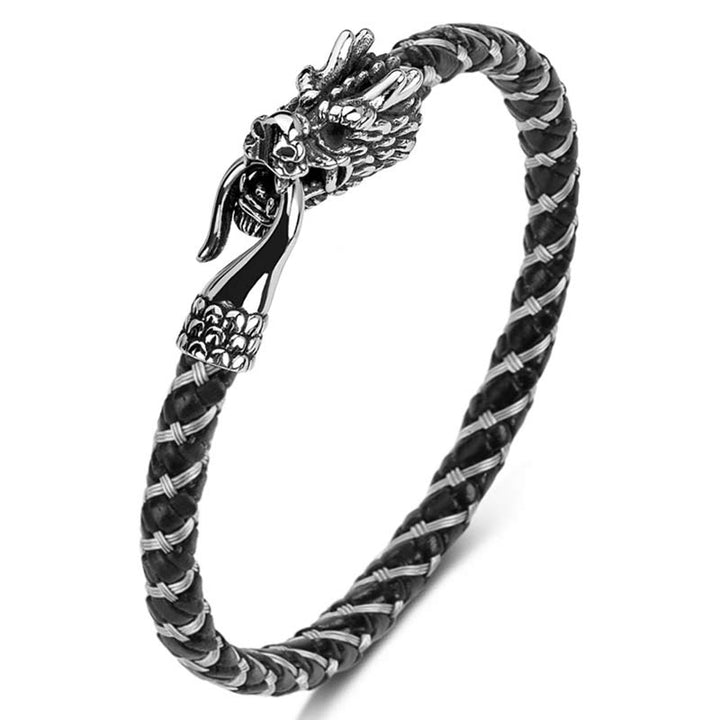 Pulsera de la suerte con protección de acero titanio y dragón de Buddha Stones - image 24