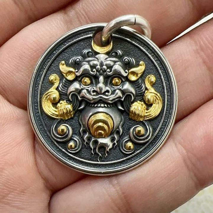 Colgante de collar curativo con amuleto kirtimukha tibetano de Buddha Stones