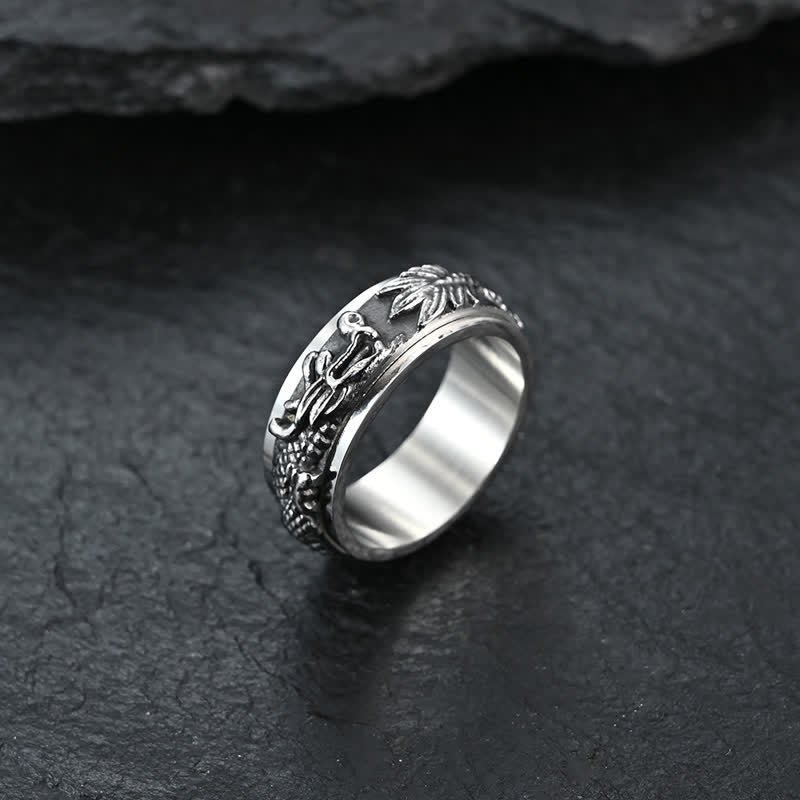 Buddha Stones Anillo de estimulación giratorio de acero de titanio Dragon - image 16