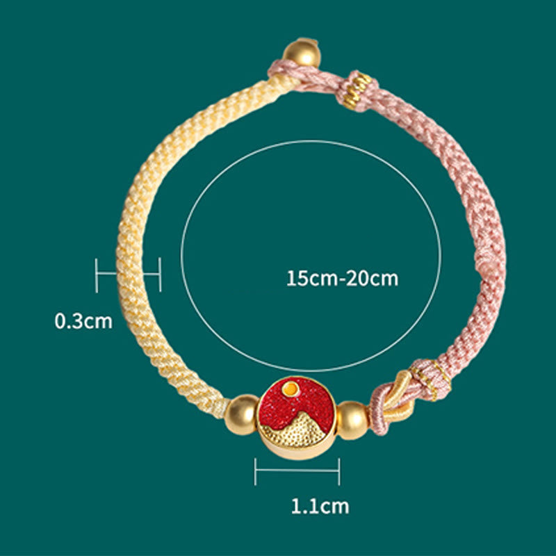 Pulsera de pareja de cuerdas de dos colores con Buddha Stones hechas a mano con grabado de montaña y mar de la suerte