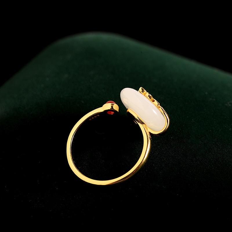 Juego de pendientes, anillo y colgante de plata de ley 925 con Buddha Stones, Jade blanco Natural Hetian, pavo real, bendición