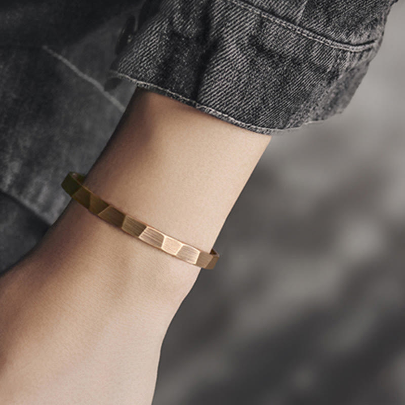 Pulsera de puño ajustable de riqueza de cobre de diseño rústico vintage