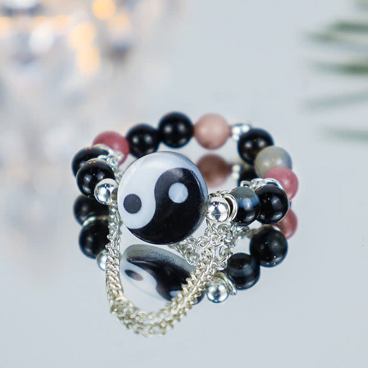 Anillo de la suerte del equilibrio del símbolo de Yin Yang