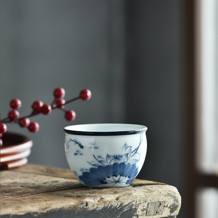 Buddha Stones Koi Flor de Loto Hoja Montañas Árbol Taza de Té de Cerámica Taza de Té Kung Fu 130ml