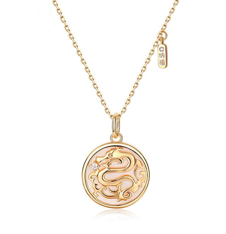 ❗❗❗Una venta flash: Buddha Stones de plata de ley 925 con piedra Tridacna del año del dragón Fu, colgante de collar con fuerza de la suerte