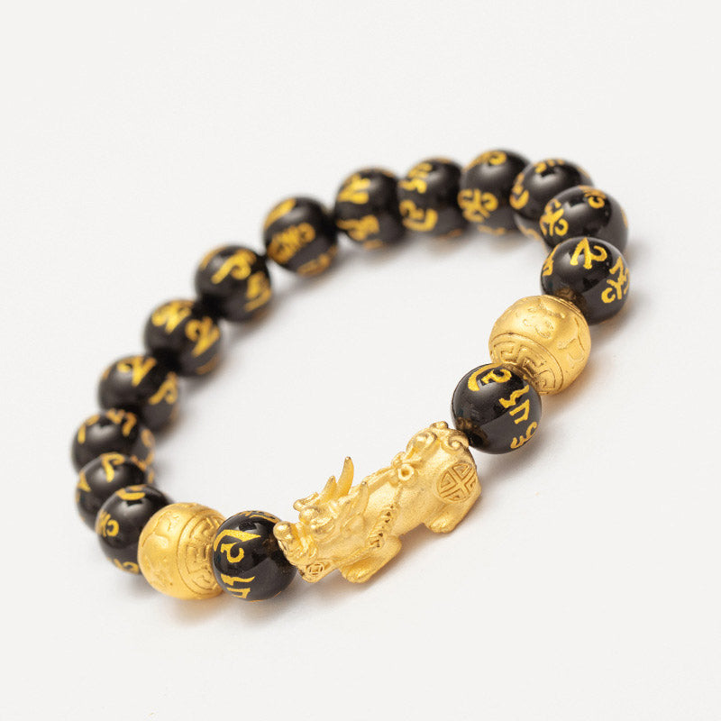 Pulsera de obsidiana para atraer riqueza Feng Shui PiXiu