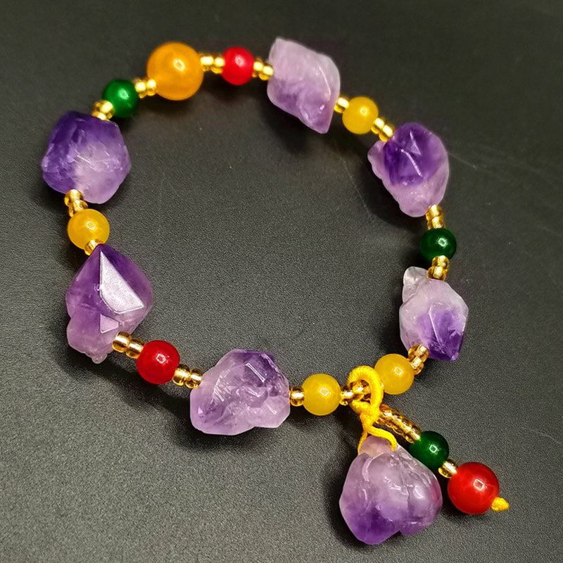 Pulsera curativa de la fortuna de amatista natural