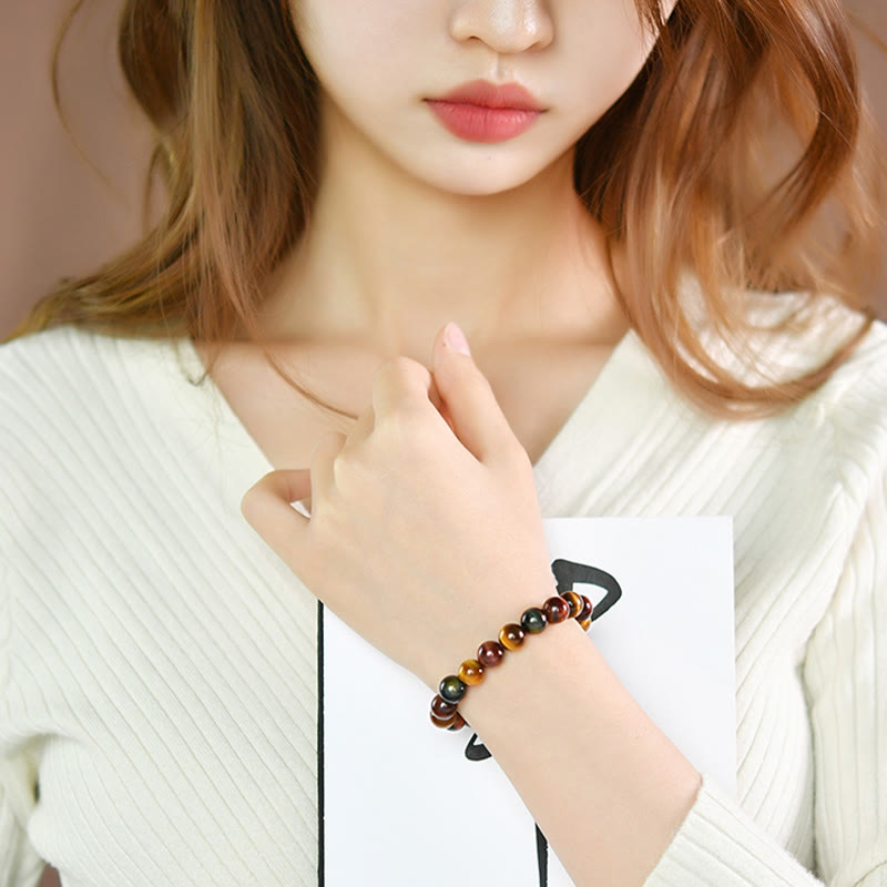 Pulsera de protección positiva con ojo de tigre natural de Buddha Stones