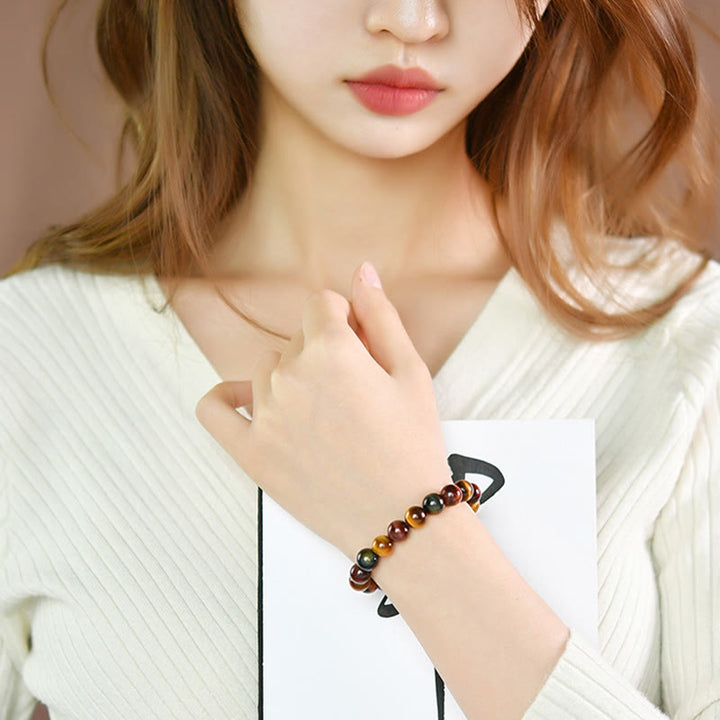 Pulsera de protección positiva con ojo de tigre natural de Buddha Stones