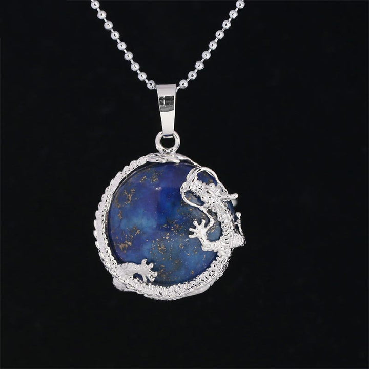 Colgante de collar de energía curativa de cristal de cuarzo Natural de dragón chino con Buddha Stones - Lapislázuli - image 17