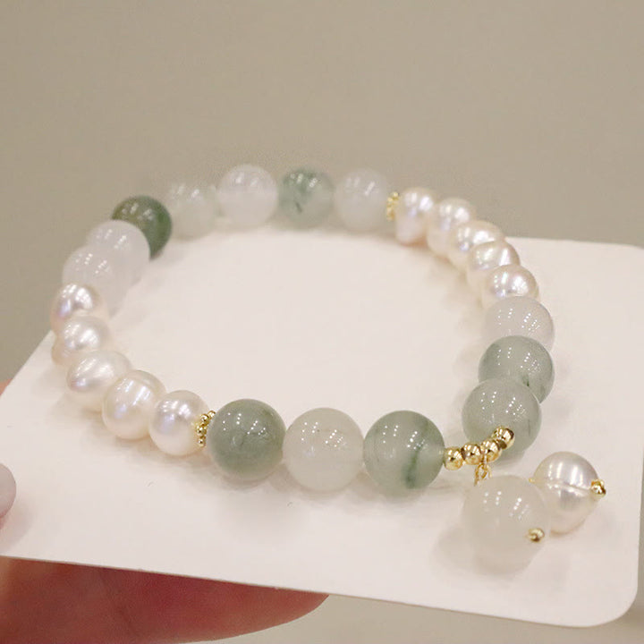 Pulsera de sinceridad curativa de jade y perlas naturales de Buddha Stones