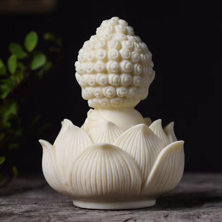 Buddha Stones Mini fruta de marfil Tathagata Buda Lotus Kwan Yin Avalokitesvara Manjusri Samantabhadra Serenity decoración de escritorio