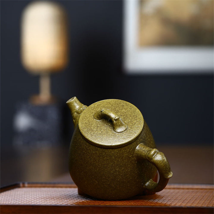 Tetera de Kung Fu de arcilla púrpura verde amarilla semihecha a mano con Buddha Stones Yixing 240ml