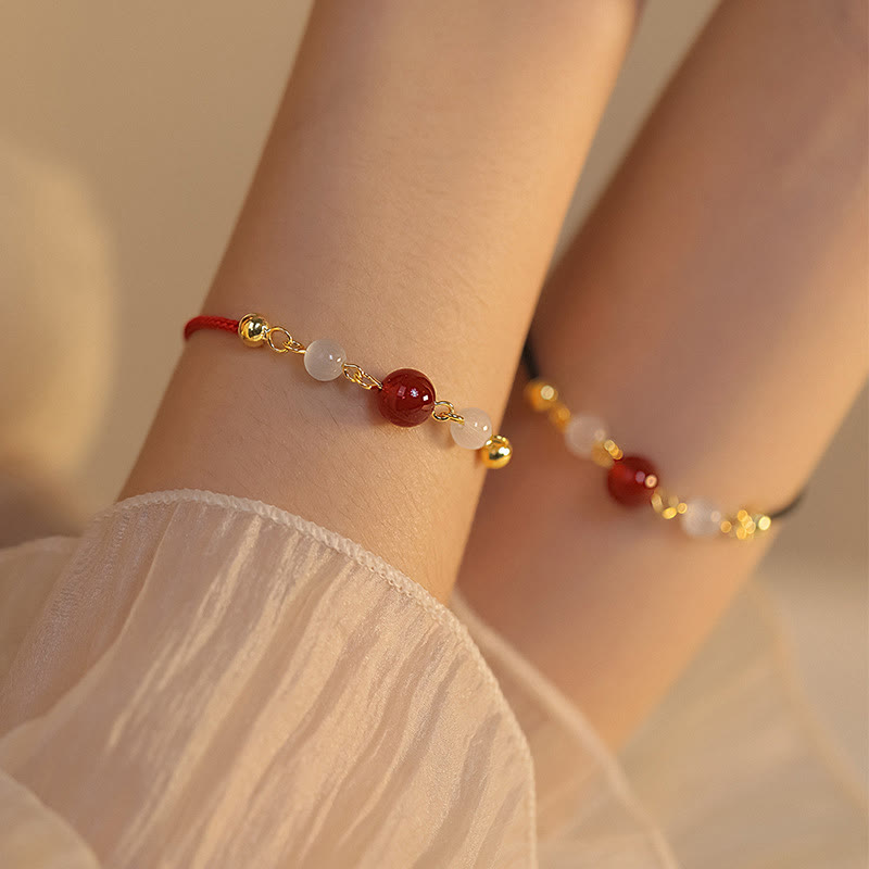 Pulsera de confianza con hilo trenzado y ojo de gato de ágata roja con Buddha Stones - image 10