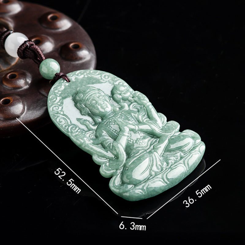Collar de cadena de bendición con amuleto de jade natural Avalokitesvara de cuatro brazos - image 9