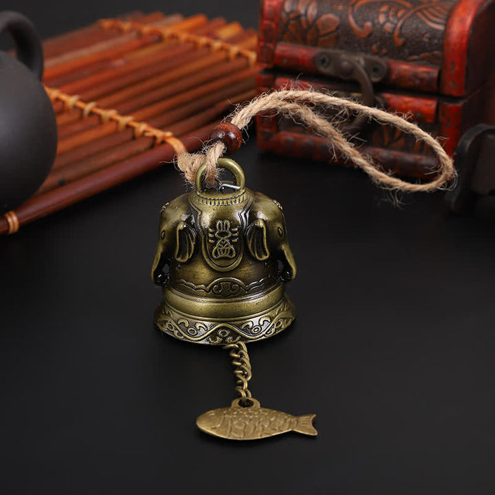 Feng Shui Buda Koi pez dragón elefante carillón de viento campana suerte decoración colgante de pared