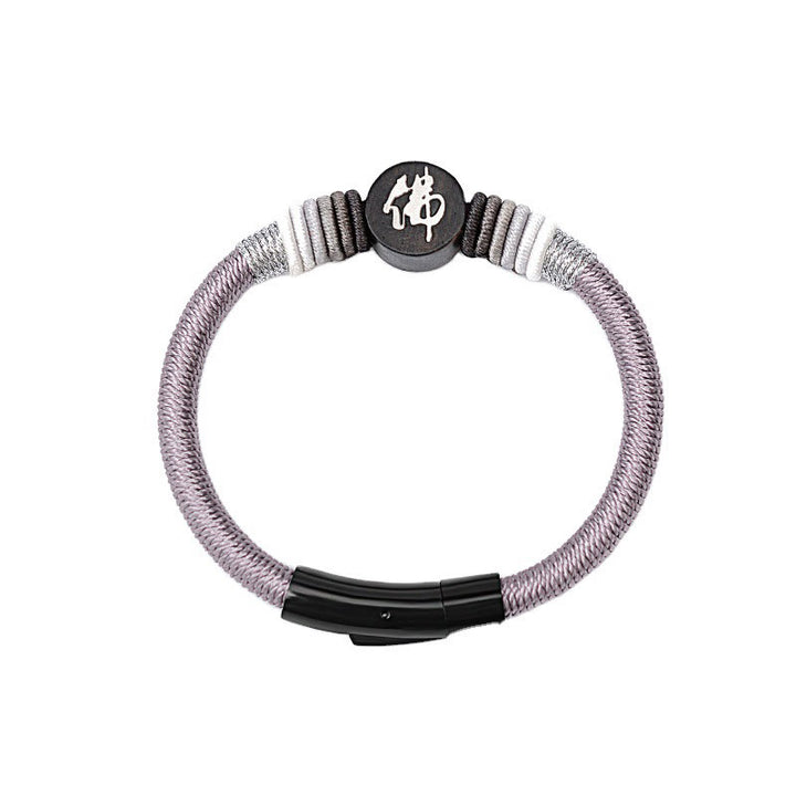 Pulsera de cuerda hecha a mano de ébano con personaje de Buda de Buddha Stones