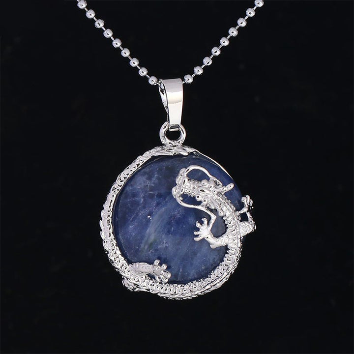 Colgante de collar de energía curativa de cristal de cuarzo Natural de dragón chino con Buddha Stones - Sodalita - image 19