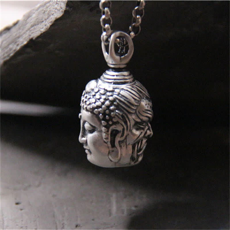 Collar con colgante de plata de ley 999 con Buddha Stones , Buda, demonio, serenidad - image 4